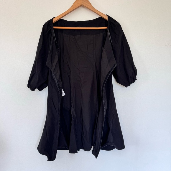 Zara Puff Sleeves Black Flare Corset Mini Dress Size M - Picture 6 of 10